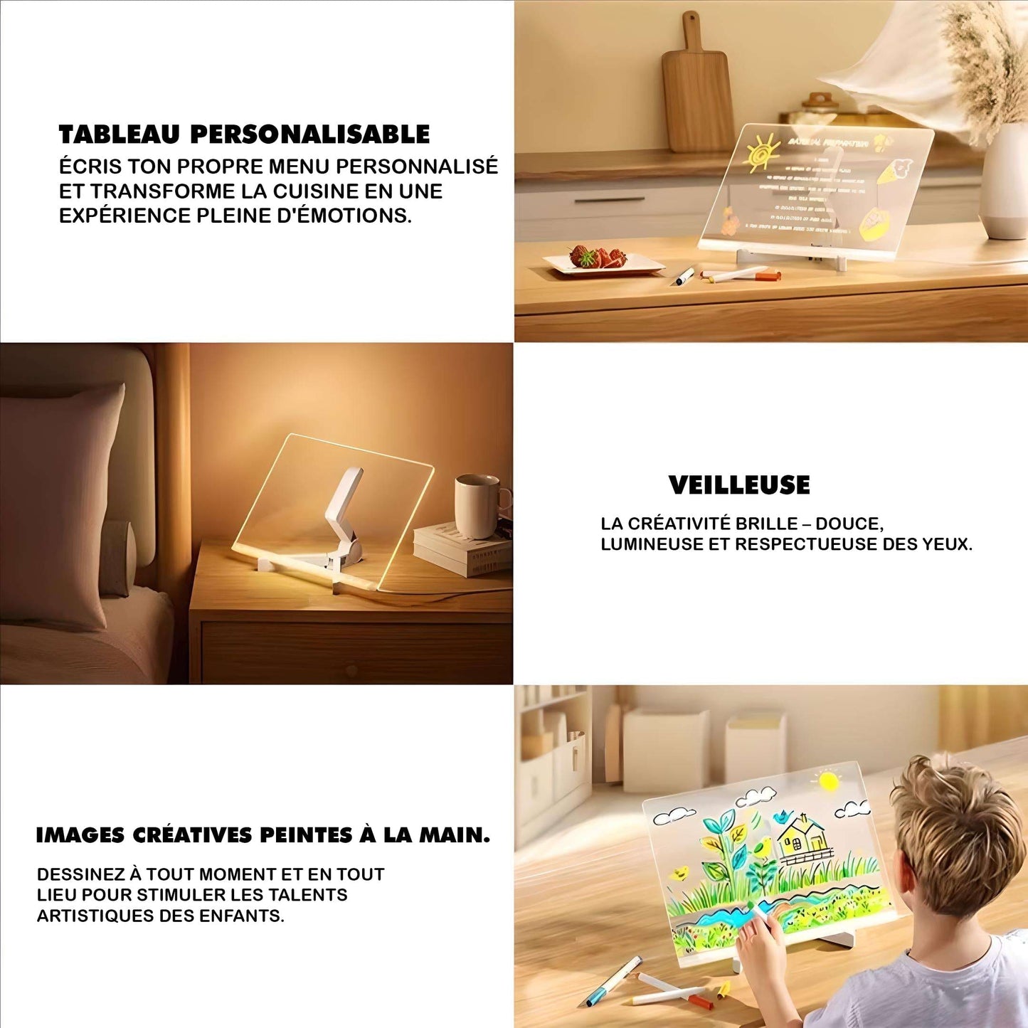 Lumea™ - Tablette de dessin LED magique avec 7 stylos lumineux